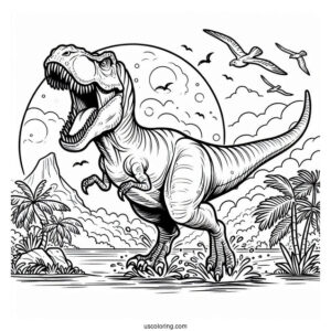 T-Rex Roaring Coloring Sheet