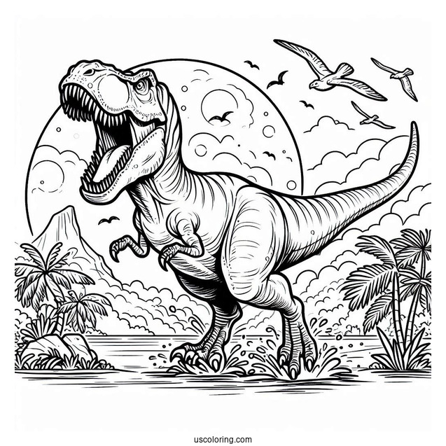 T-Rex Roaring Coloring Sheet