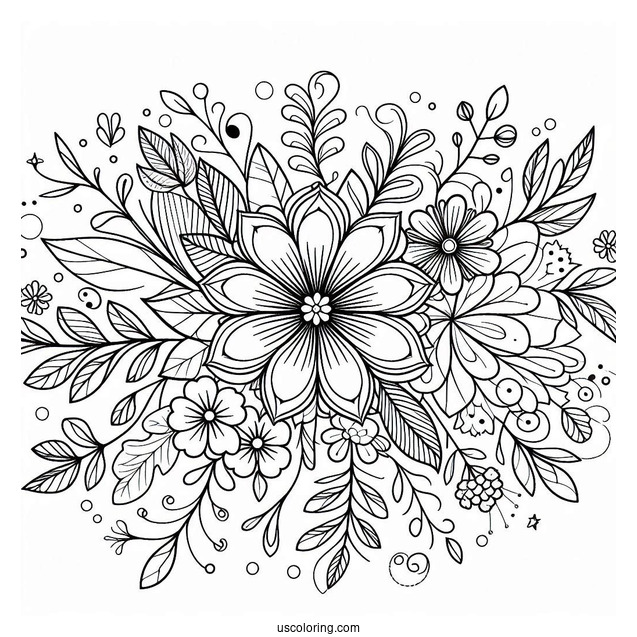Elegant Spring Flower Mandala Coloring Sheet