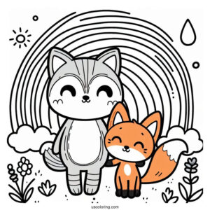 Easy Orange Rainbow Friends Coloring Page For Preschoolers