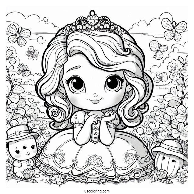 Sofia The First Coloring Page In Garden With Clover And Whatnaught