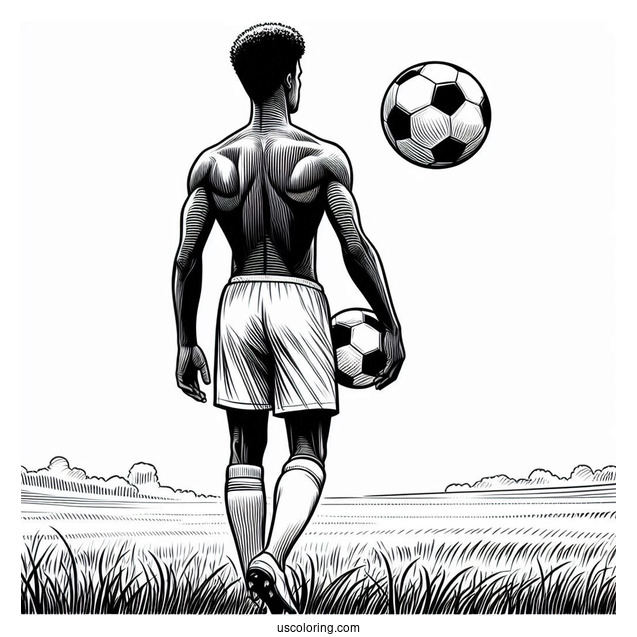 Back Of a Soccer Player Holding a Ball