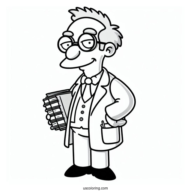 Simpsons Coloring Pages Of Simple Professor Frink For Kids