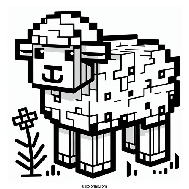 Minecraft Sheep Coloring Page For Kids