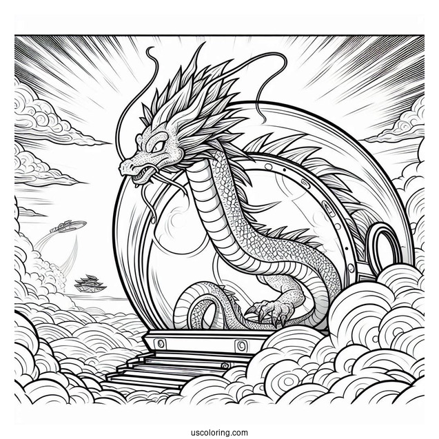 Dragon Emerging Outside Of Goku s Capsule House