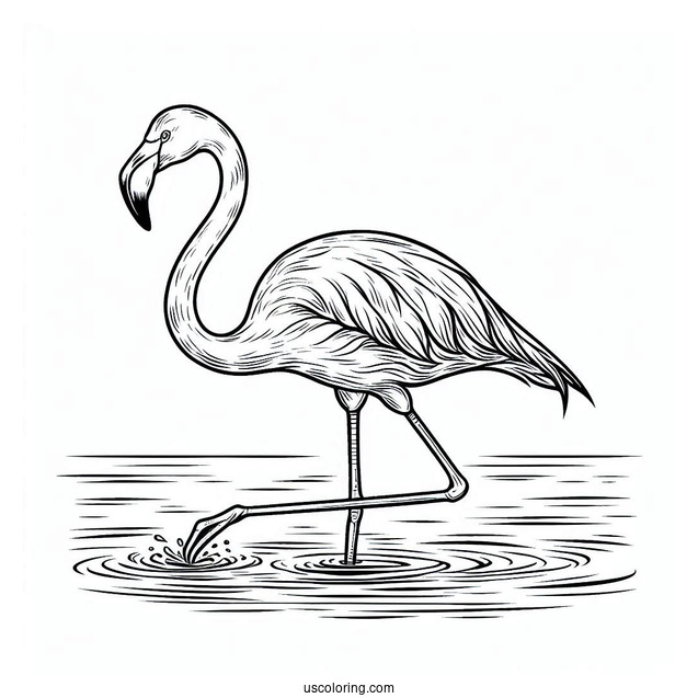 Flamingo Walking In The Water