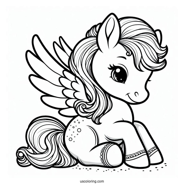 Baby Pegasus Coloring Page Outline For Preschoolers