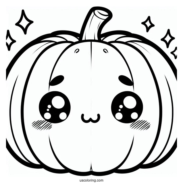 Blushing Cartoon Pumpkin Coloring Page