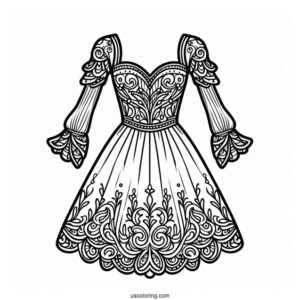 Easy Neoclassical Dress Coloring Page Design Coloring Page For Kids