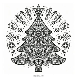 Christmas Tree Mandala Coloring Picture