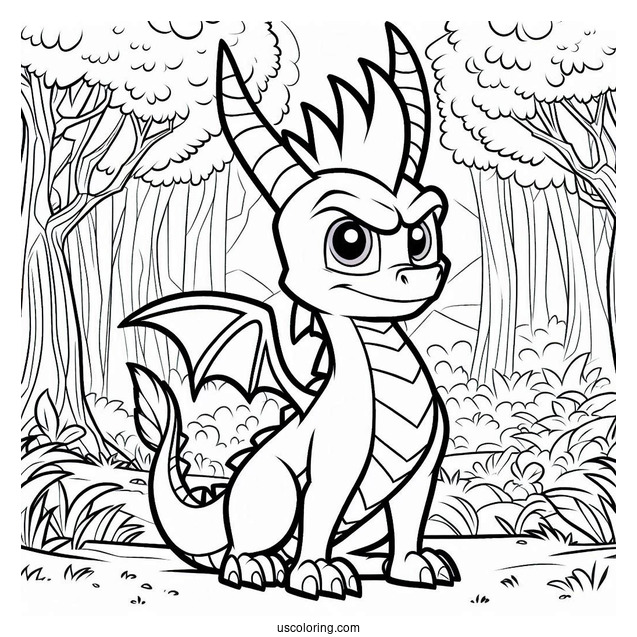 Sypro Coloring Page Serious Cynder Standing In The Forest