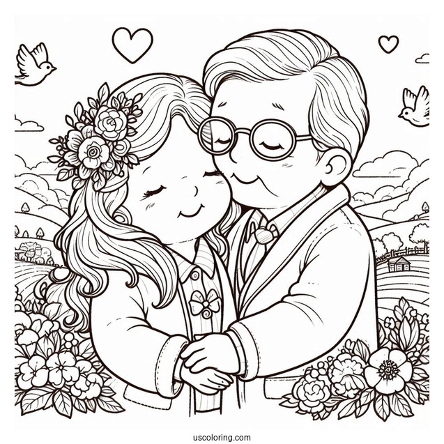 Precious Moments Coloring Page Of Grandparents In Love