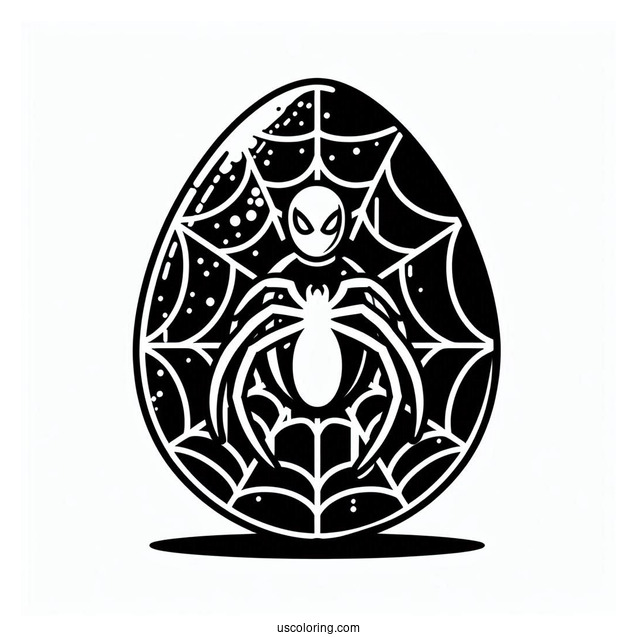Spider Man Easter Egg With Web In Background Coloring Sheet