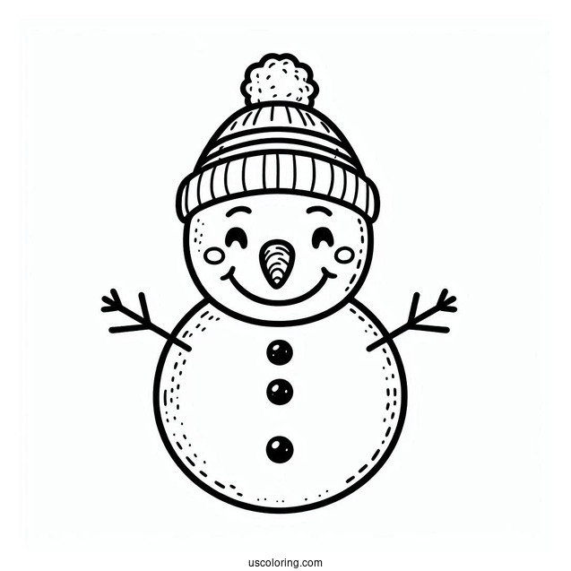 Easy Snowman Face To Color For Preschoolers