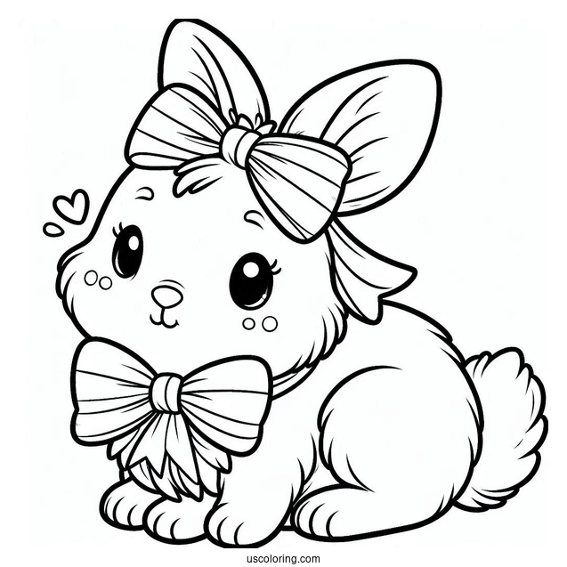 Adorable Little Rabbit Coloring Page With A Bowtie For Preschoolers