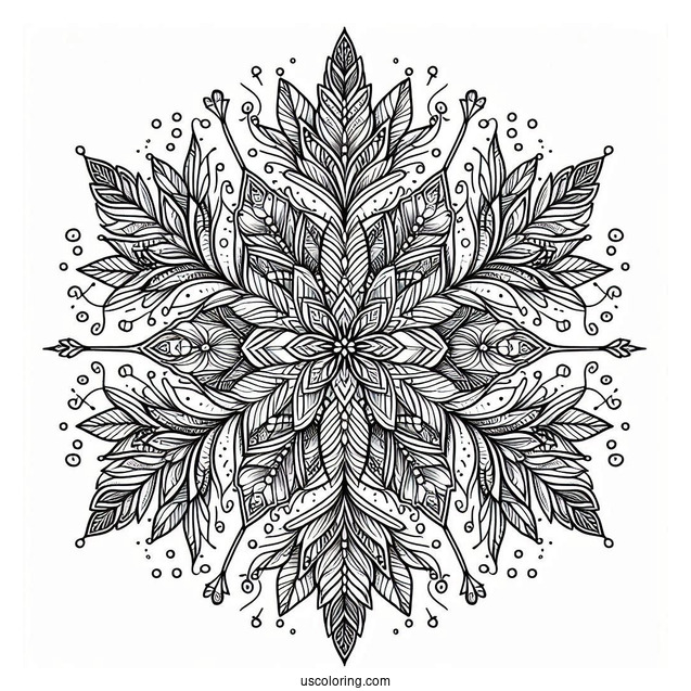 Detailed Crystal Snowflake Coloring Page