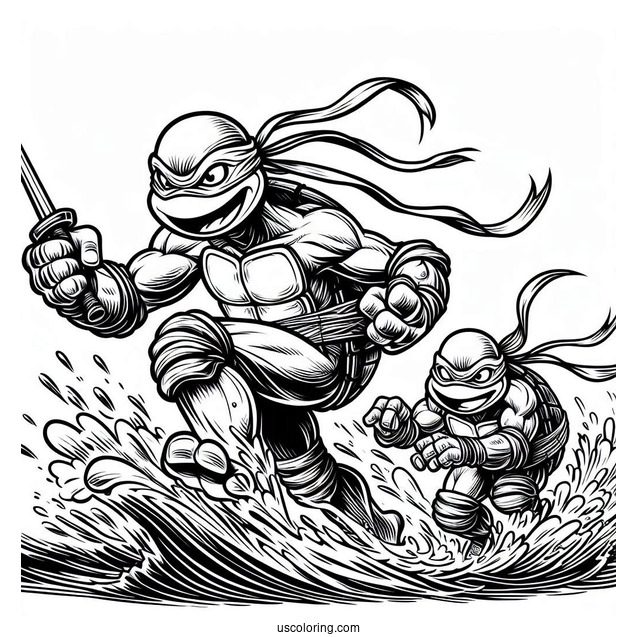 Ninja Turtles Coloring Page Of Simple Leatherhead Charging