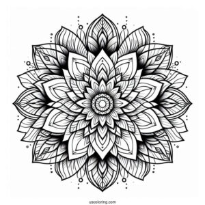 Majestic Flower Mandala Coloring Page With Detailed Petals