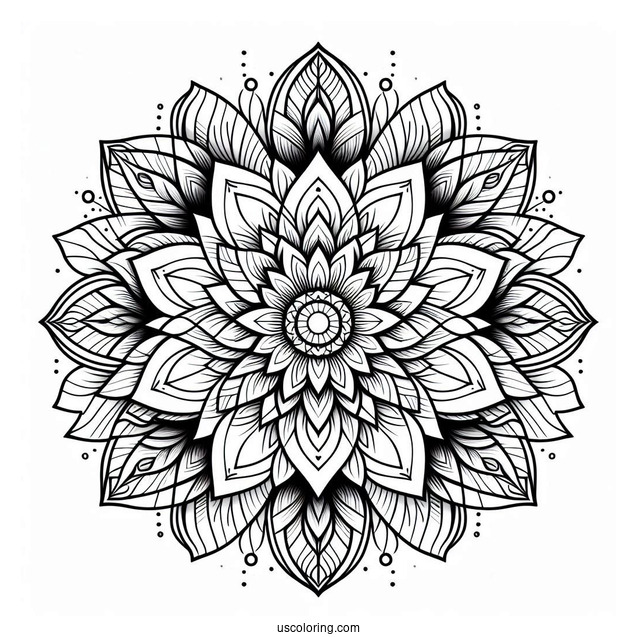 Majestic Flower Mandala Coloring Page With Detailed Petals