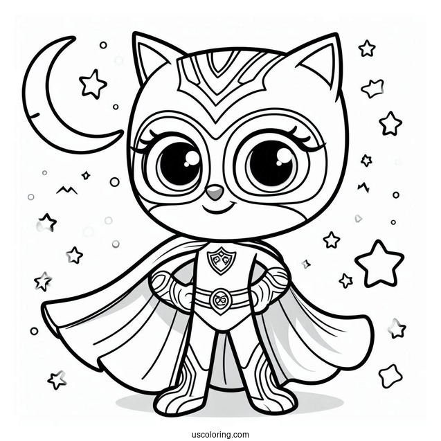 PJ Masks Coloring Page Of Space Owlette Holding Cape