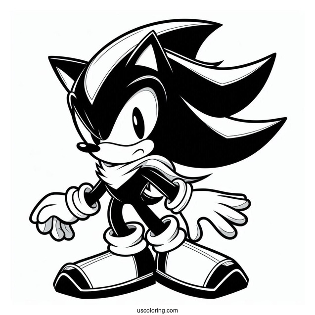 Shadow Coloring Page Of The Hedgehog In Cool Costume