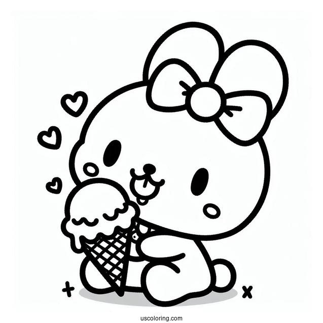 Sanrio Coloring Pages Of Pochacco Eating Ice Cream Cone
