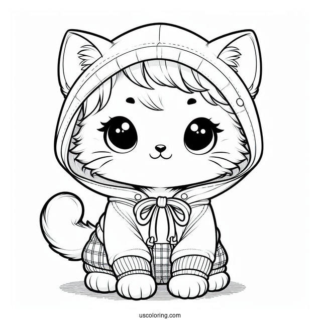 Kitten Wearing Pants And Hooded Jacket