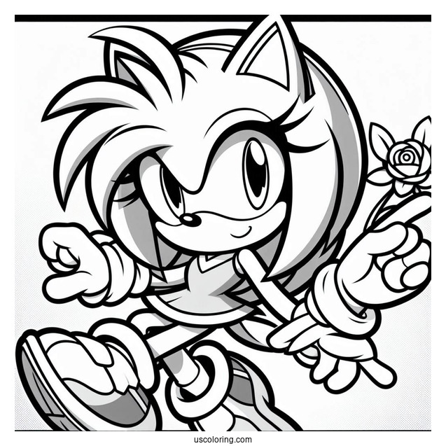 Amy Rose In Super Smash Bros Coloring Sheet