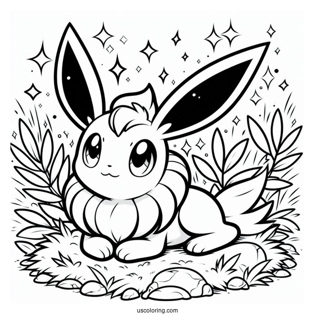 Easy Sylveon Coloring Page Lying On The Ground