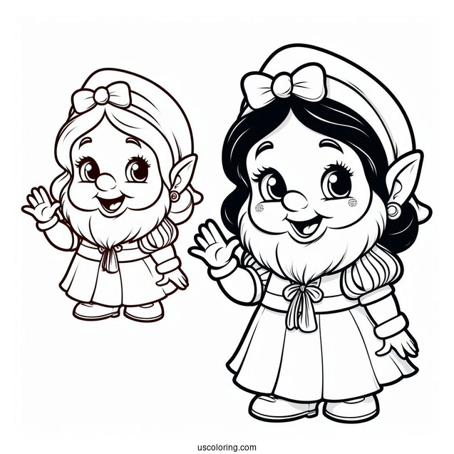 Snow White Coloring Pages Of Dopey Dwarf Waving For Kids