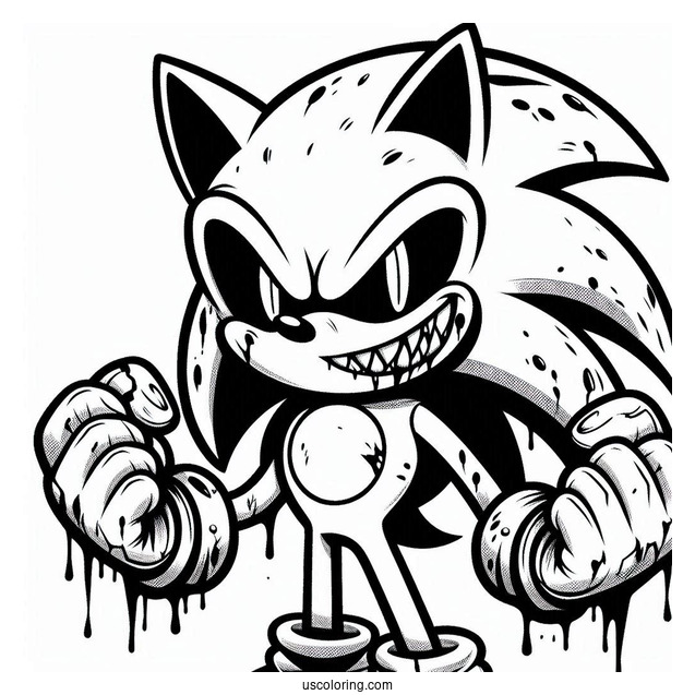 Growling Sonic Exe Coloring Page With Bloody Gloves
