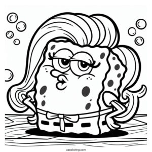 SpongeBob Coloring Page Of Sassy Bubble Bass For Kids