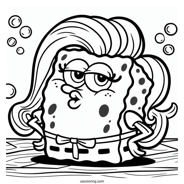 SpongeBob Coloring Page Of Sassy Bubble Bass For Kids