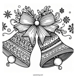 Christmas Coloring Pages For Adults Of Christmas Bells With Bow Zentangle Coloring Page For Adults