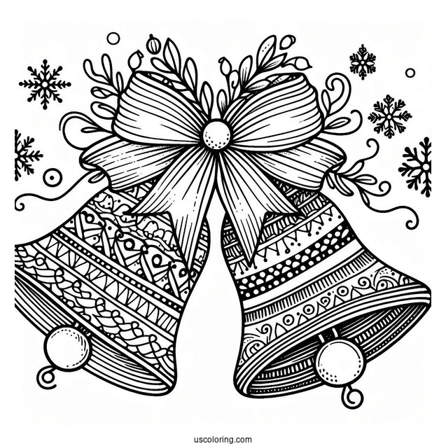 Christmas Coloring Pages For Adults Of Christmas Bells With Bow Zentangle Coloring Page For Adults