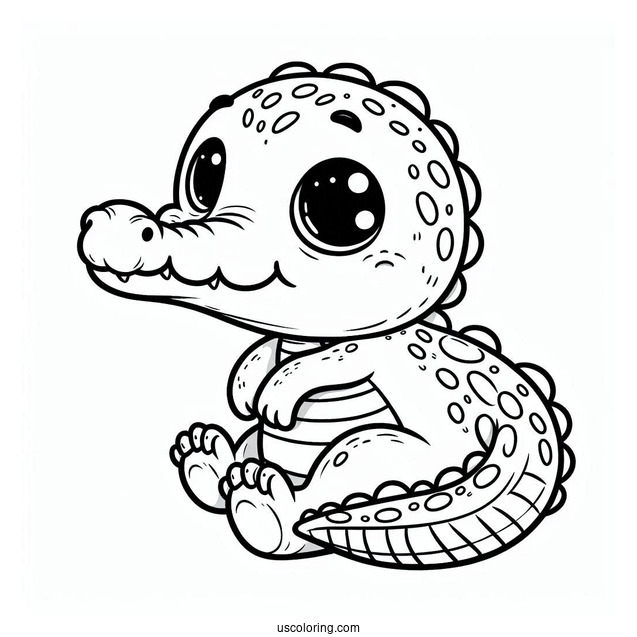 Baby Crocodile Coloring Page For Kids