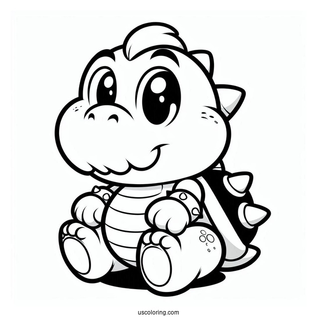 Cute Baby Bowser Coloring Page For Kids