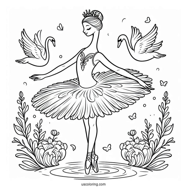 Swan Lake Ballerinas Coloring Page