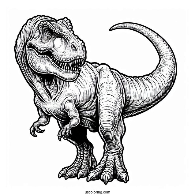 Coloring Page Of a Detailed Tyrannosaurus Rex