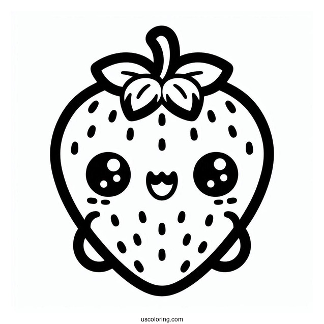 Cute Kawaii Strawberry To Color
