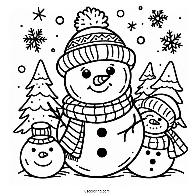Easy Snowman Face To Color For Preschoolers