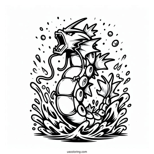 Gyarados Splash Burn Pokemon Card Coloring Page