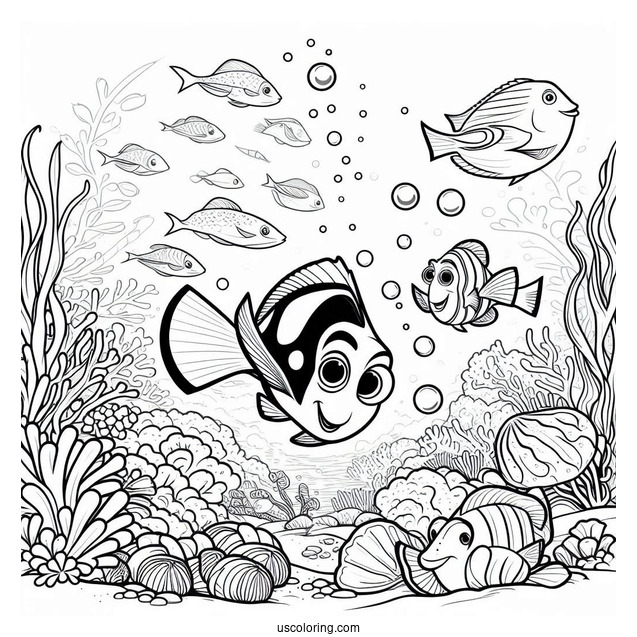 Pixar Coloring Page of Finding Dory Poster