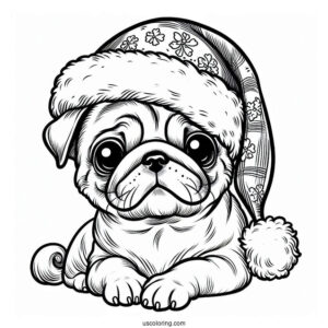 Pug Wearing Santa Hat During Christmas