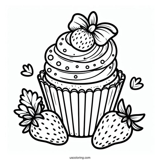 Strawberry Cupcake Coloring Sheet