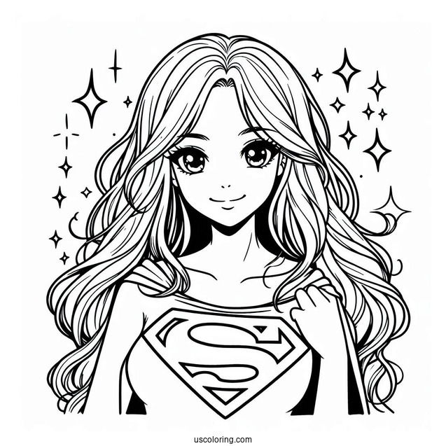 Simple Supergirl Coloring Page For Kids