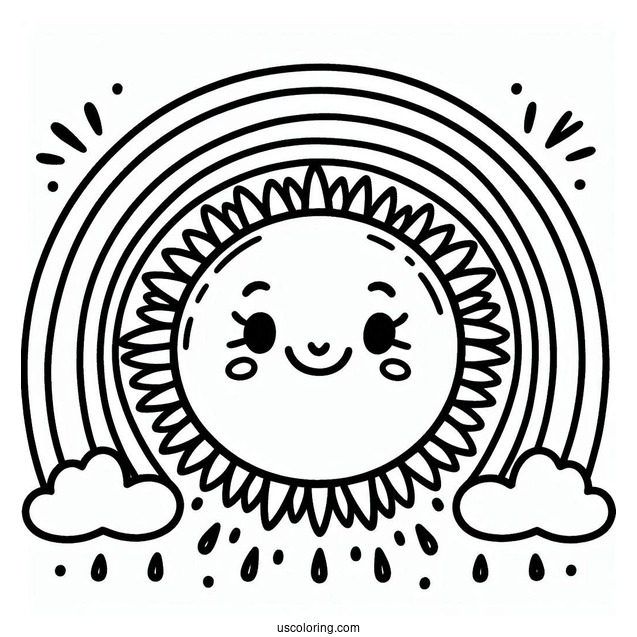 Smiling Sun With Rainbow