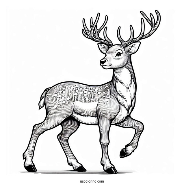 Realistic Looking Reindeer To Color