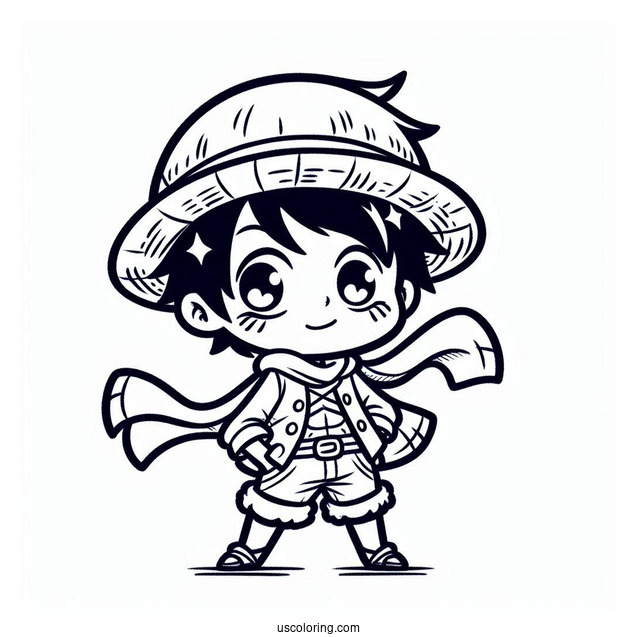 Chibi Luffy Coloring Page For Preschoolers