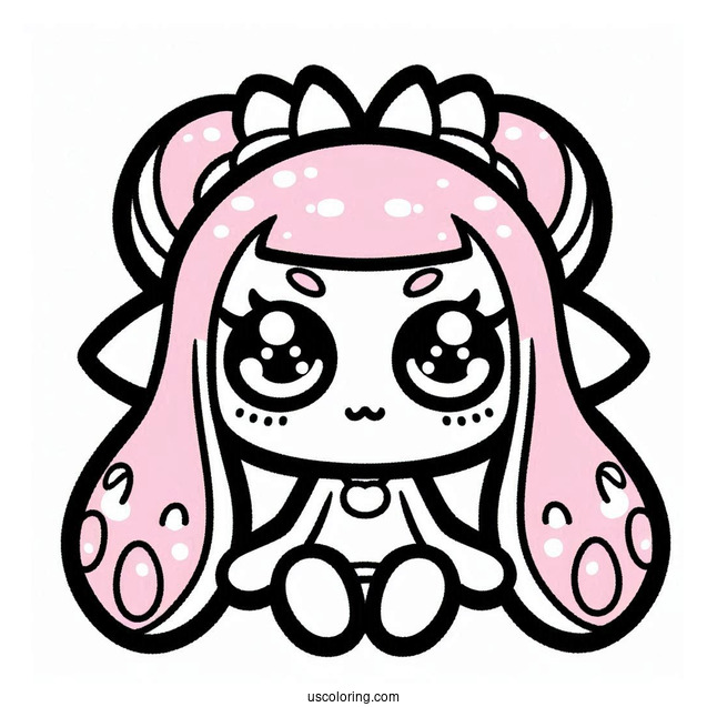 Splatoon Coloring Page Of Kawaii Amiiba Girl Neon Pink With Inkjet For Kids
